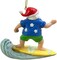 Cast Resin Painted Surfing Santa Claus Hanging Ornament, 3 1/2 Inch